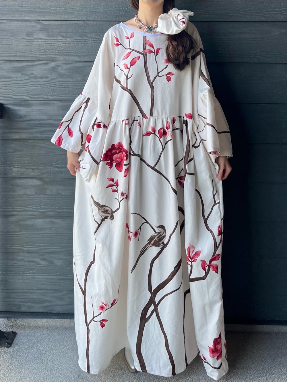 Whispers of Magnolia | Handmade Organic Egyptian Cotton Dress | SKU 08035